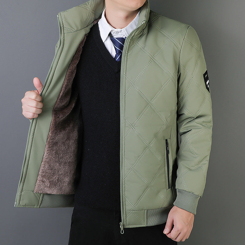 Warm Quilted Mens Jacket with Zip Closure - EasyApparels