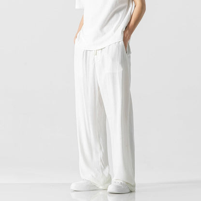 Relaxed Fit Linen Pants with Drawstring Waist