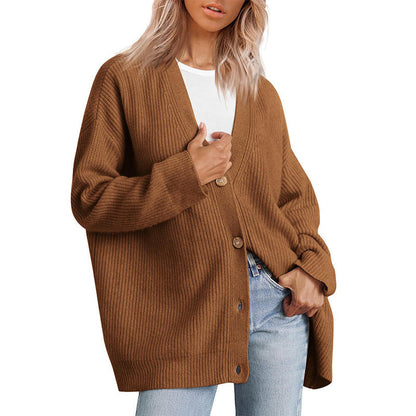Classic Women's Horizontal Button Cardigan Sweater