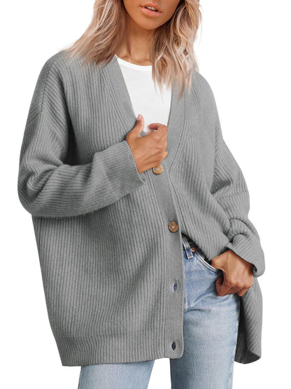 Classic Women's Horizontal Button Cardigan Sweater