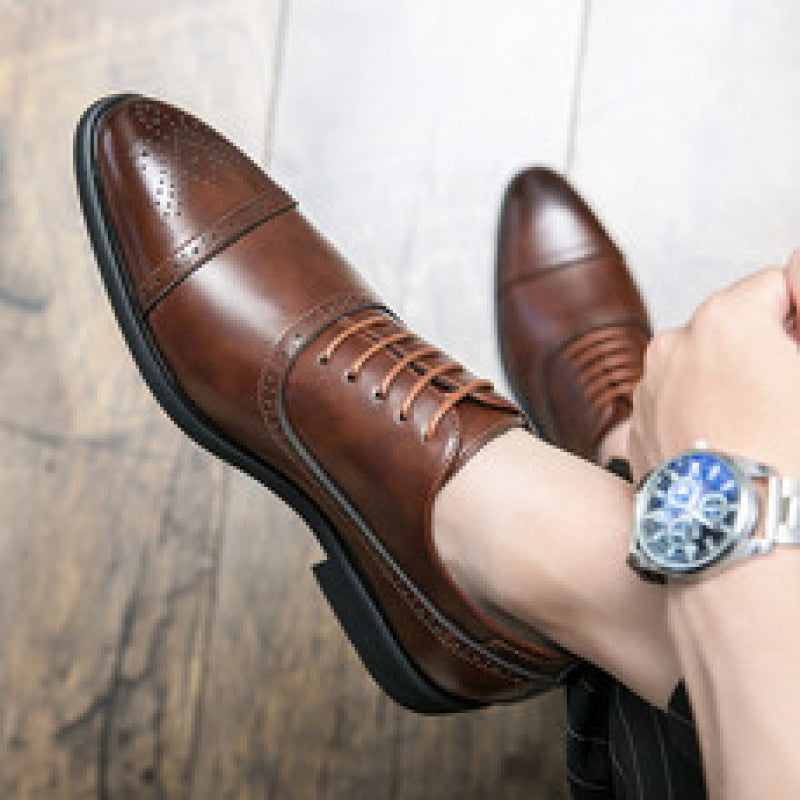 Smart Leather Oxfords with Brogue Detailing