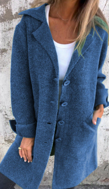 Casual Wool Blend Mid-Length Ladies Coat