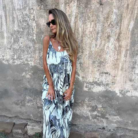 Comfy Maxi Dress with Pockets and Adjustable Straps