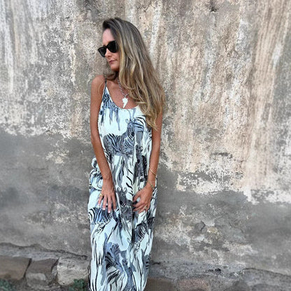 Comfy Maxi Dress with Pockets and Adjustable Straps