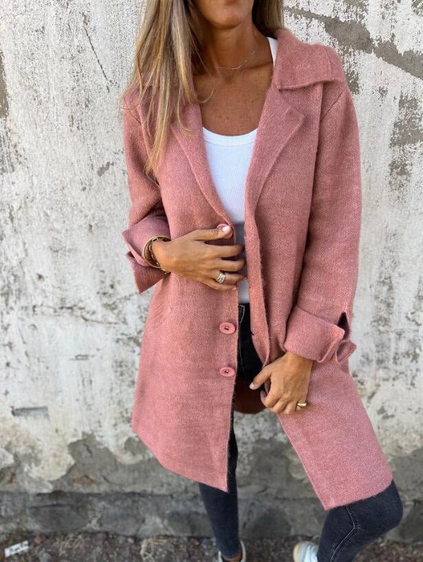 Casual Wool Blend Mid-Length Ladies Coat - EasyApparels
