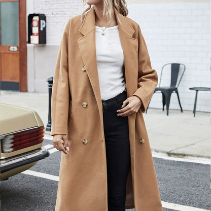 Warm Wool Women's Double Breasted Coat - EasyApparels