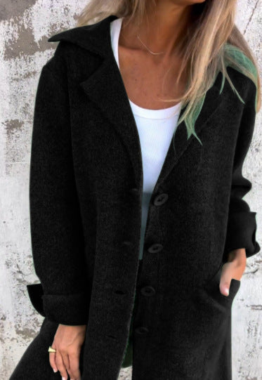 Casual Wool Blend Mid-Length Ladies Coat