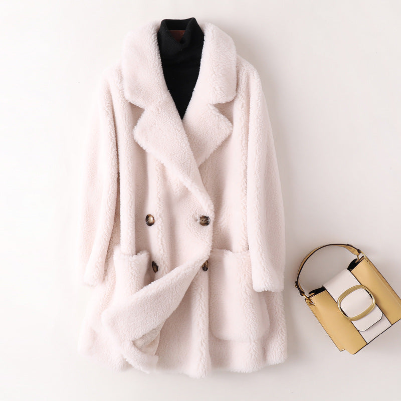 Double-Breasted Mid-Thigh Coat for Women – Cozy Stylish Comfort Caliboot
