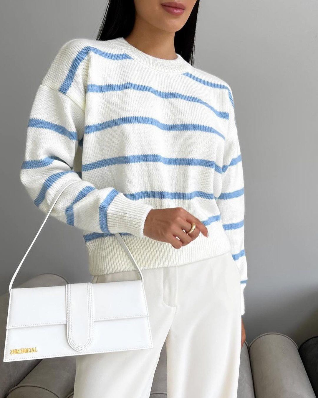 Comfy Striped Crew Neck Sweater - EasyApparels