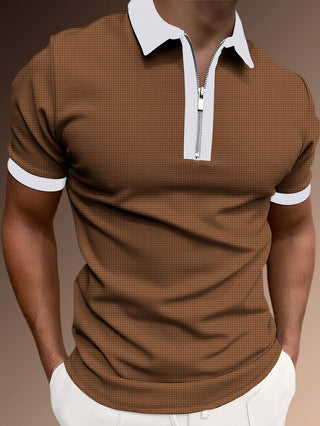 Slim Fit Mens Polo Shirt with Zip Neckline