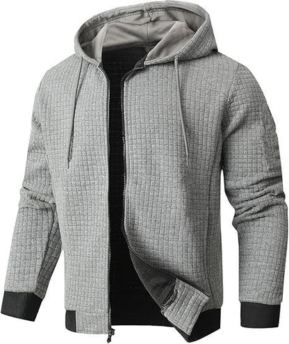 Warm Hooded Coat for Men with Zip Pockets