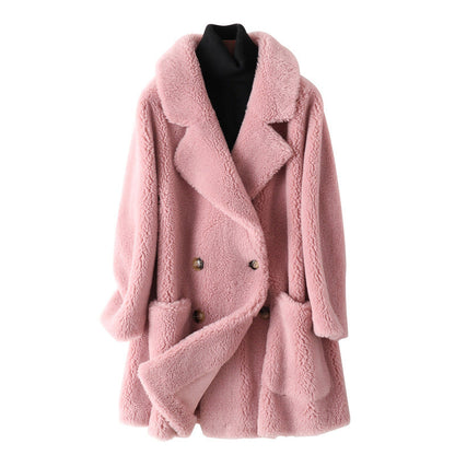 Double-Breasted Mid-Thigh Coat for Women – Cozy Stylish Comfort Caliboot