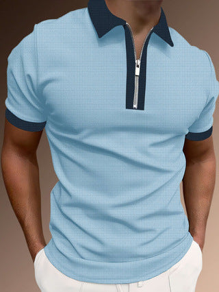 Slim Fit Mens Polo Shirt with Zip Neckline