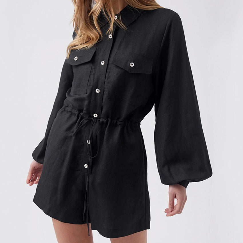 Casual Women's Jumpsuit Soft Linen Blend Relaxed Fit