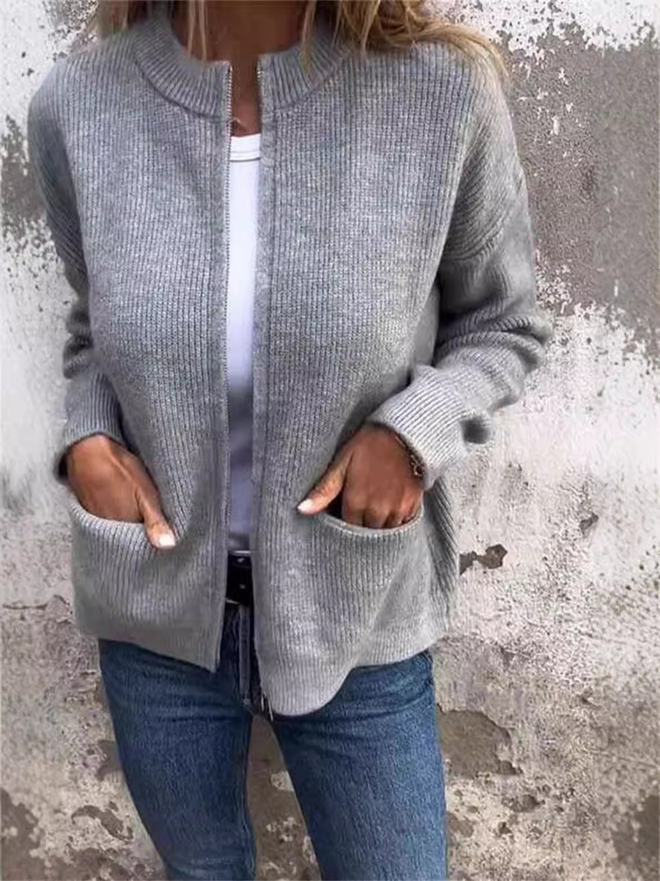 Casual Zip Up Women's Coat with Pockets - EasyApparels