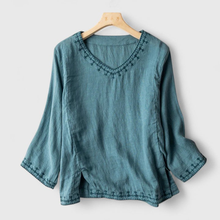 Taysia | Classic V-Neck Women's Top - Vossary