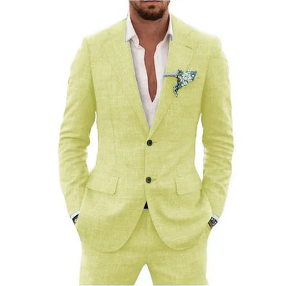 Slim Fit Linen Suit for Men