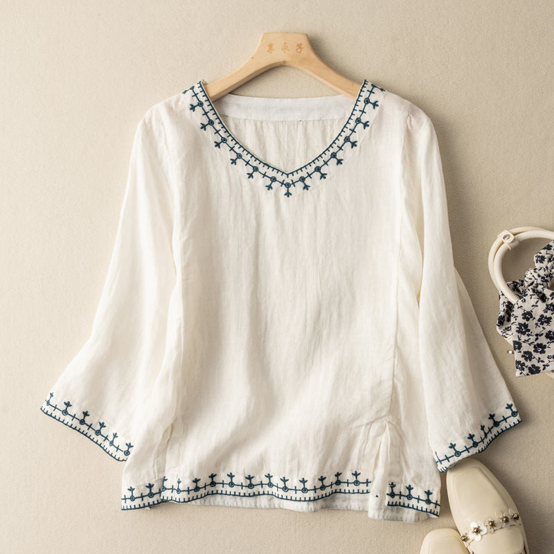 Women's Floral V-Neck Shirt - Vossary