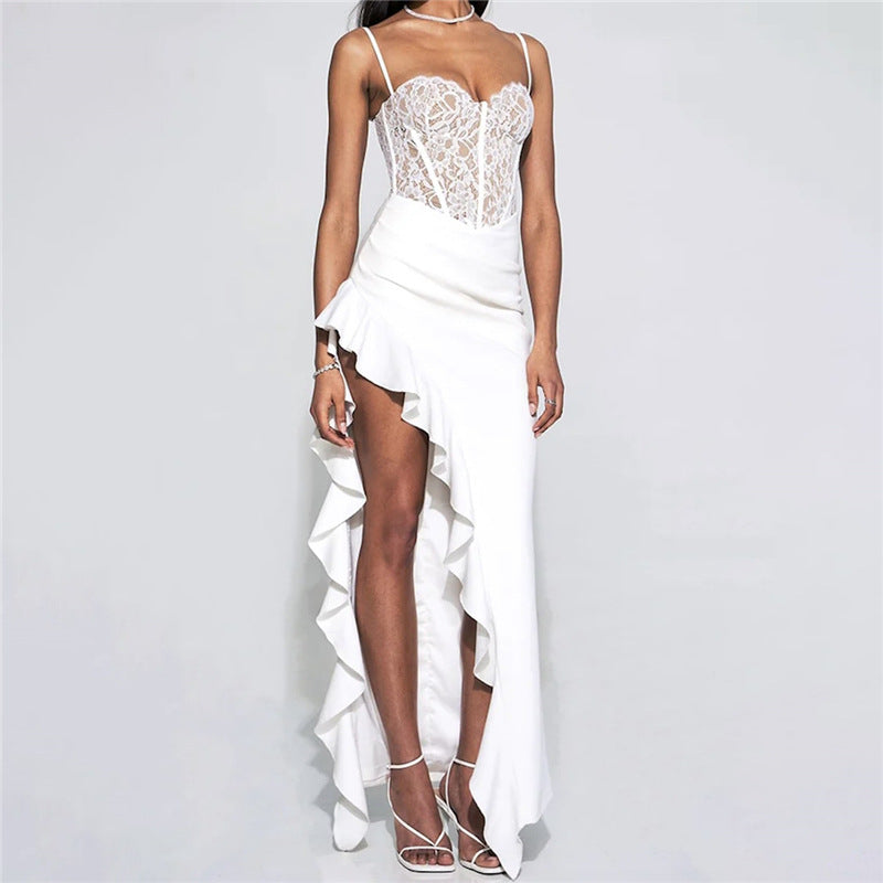 Elegant Maxi Dress for Women with Lace Trim - EasyApparels