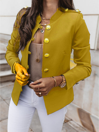 Petite Fit Women's Blazers with Metallic Buttons