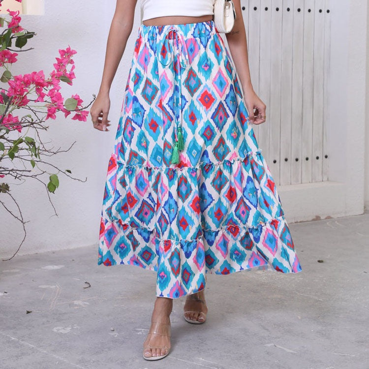 Flowy Long Women's Skirt with Drawstring Waist - EasyApparels
