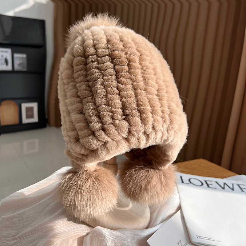 Warm Cable Knit Pom Pom Beanie Hat - EasyApparels