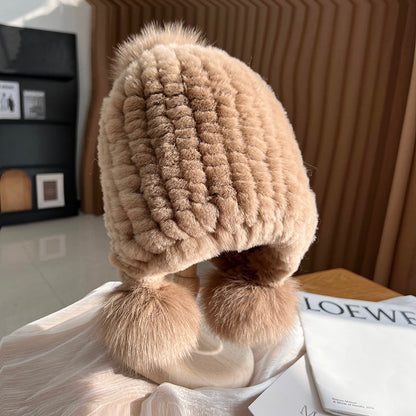 Warm Cable Knit Pom Pom Beanie Hat - EasyApparels