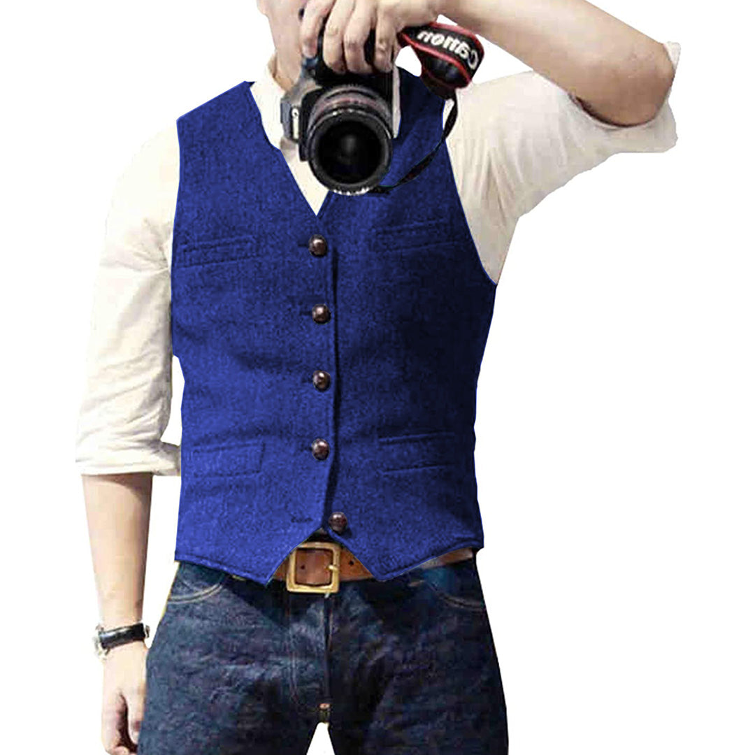 Casual Button Front Pockets Vest