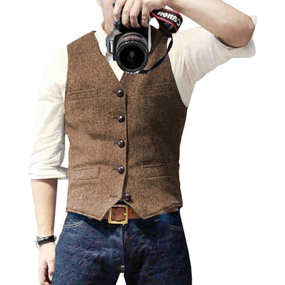 Casual Button Front Pockets Vest