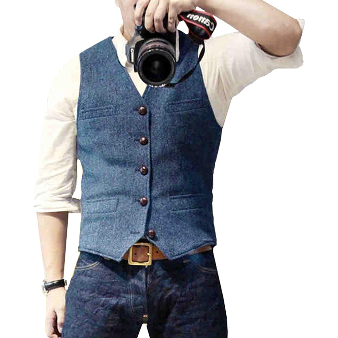 Casual Button Front Pockets Vest - EasyApparels
