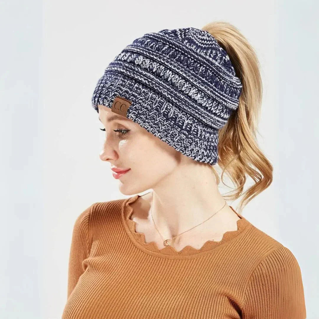 Soft Women's Winter Ponytail Hat - Thick Knit