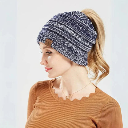 Soft Women's Winter Ponytail Hat - Thick Knit