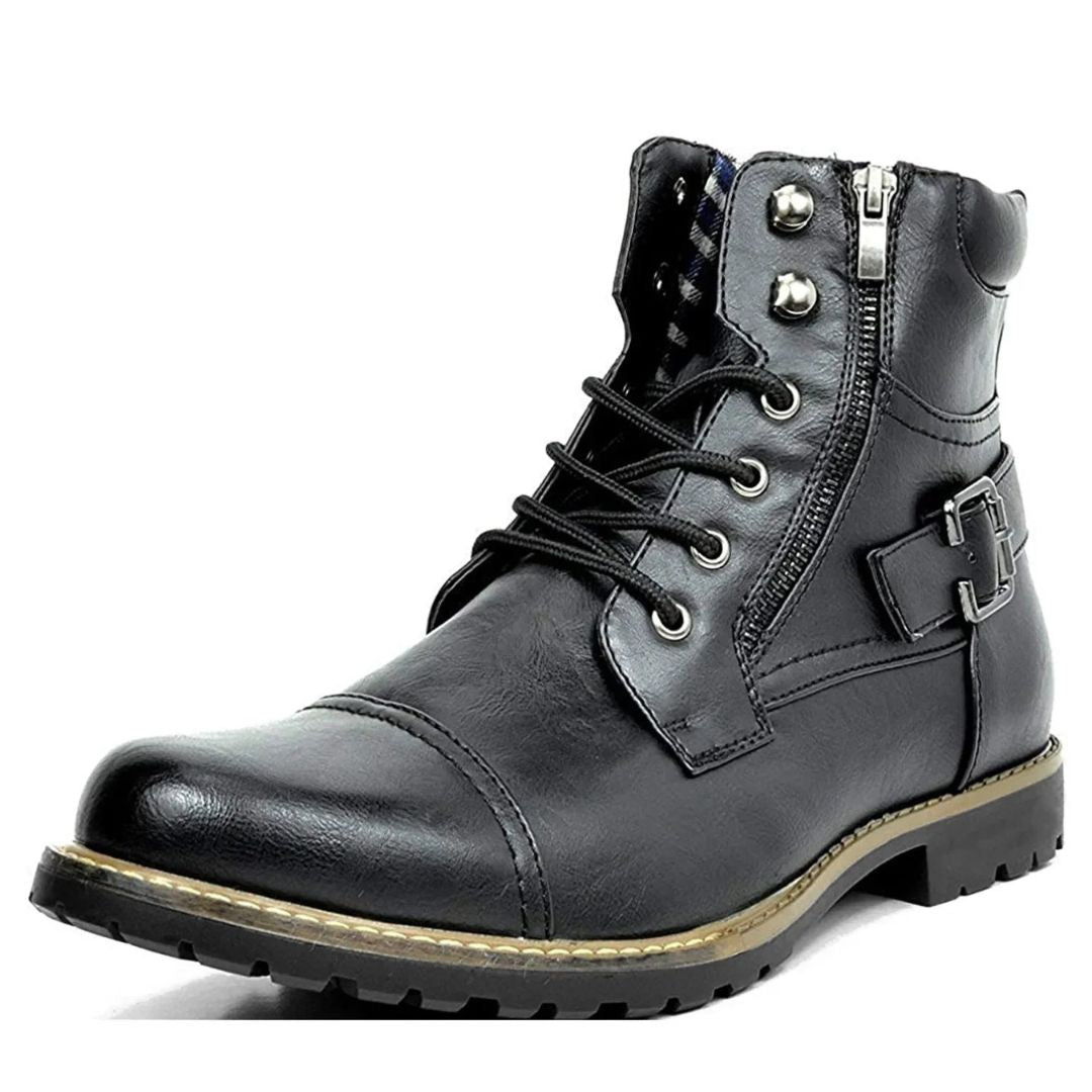 Tough Brown Leather Ankle Boots - EasyApparels