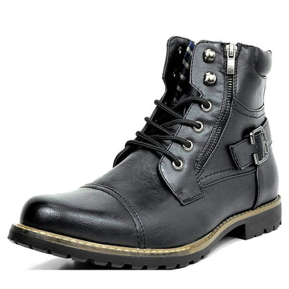Tough Brown Leather Ankle Boots - EasyApparels
