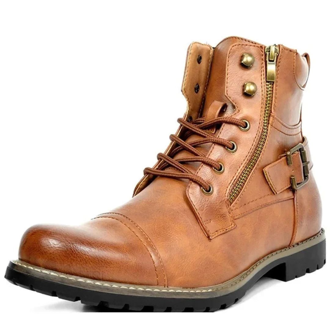 Tough Brown Leather Ankle Boots