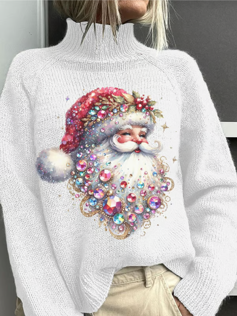 Fun Sparkly Santa Christmas Sweater - Vossary