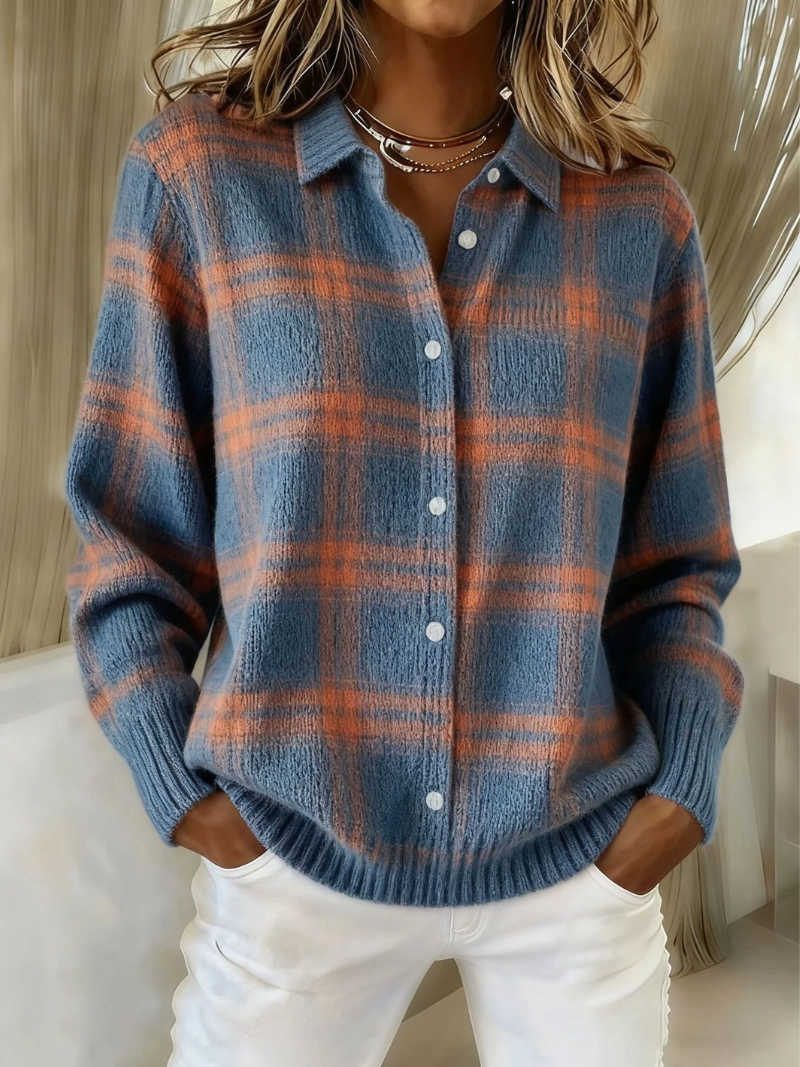 Classic Plaid Knit Women's Top - Vossary
