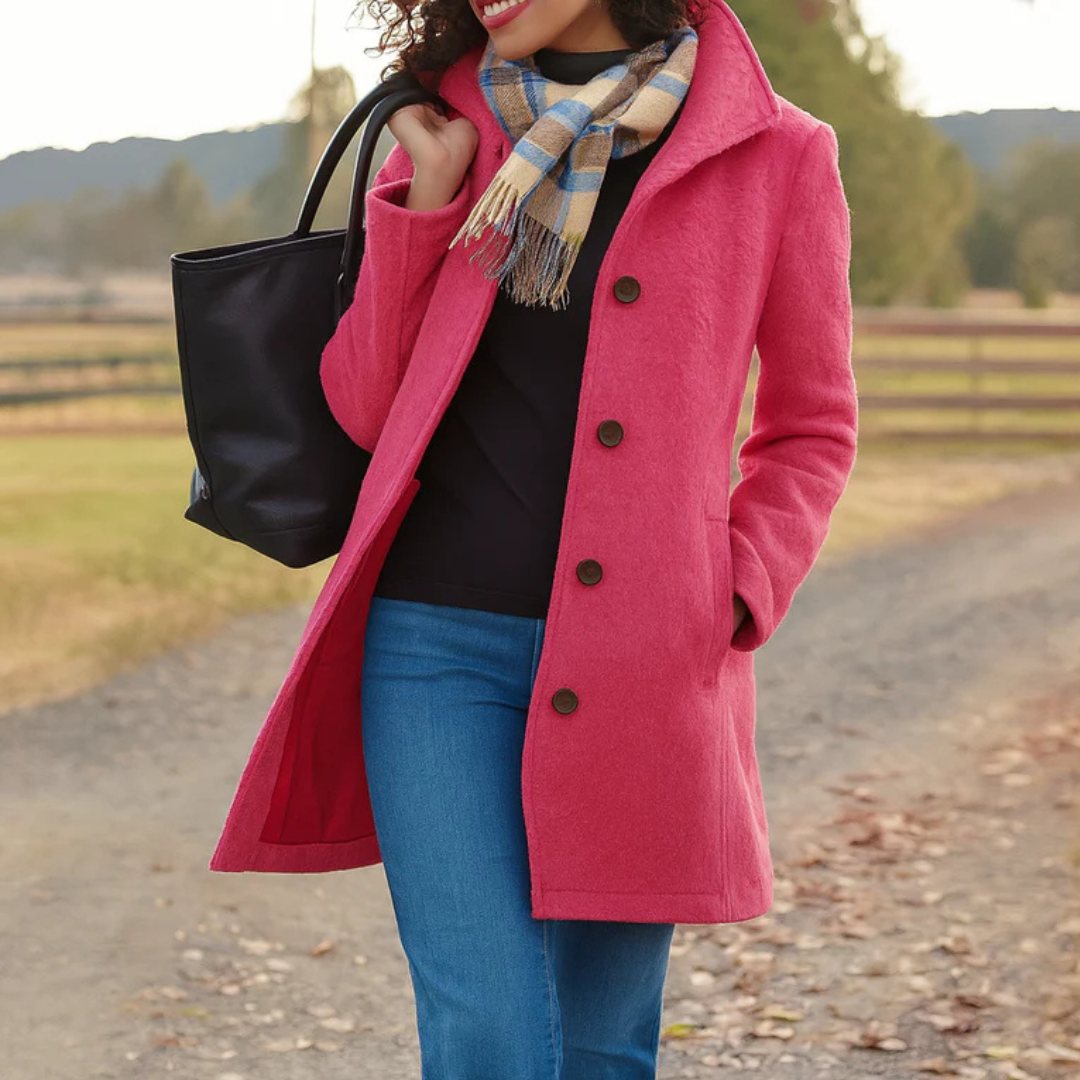 Ladies Classic Long Button Coat