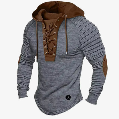 Men's Hooded Pullover with Adjustable Neck and Soft Fleece