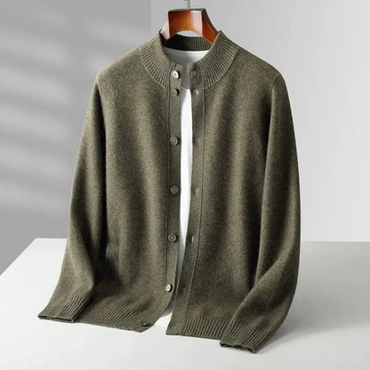 Warm Crew Neck Wool Sweater Cardigan