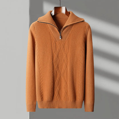 Warm Merino Wool Quarter Zip Pullover Sweater