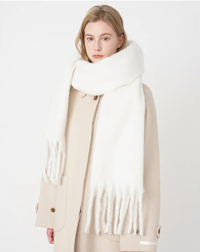 Soft Ladies Scarf - Warm Fuzzy Wool Wrap - Luxicro