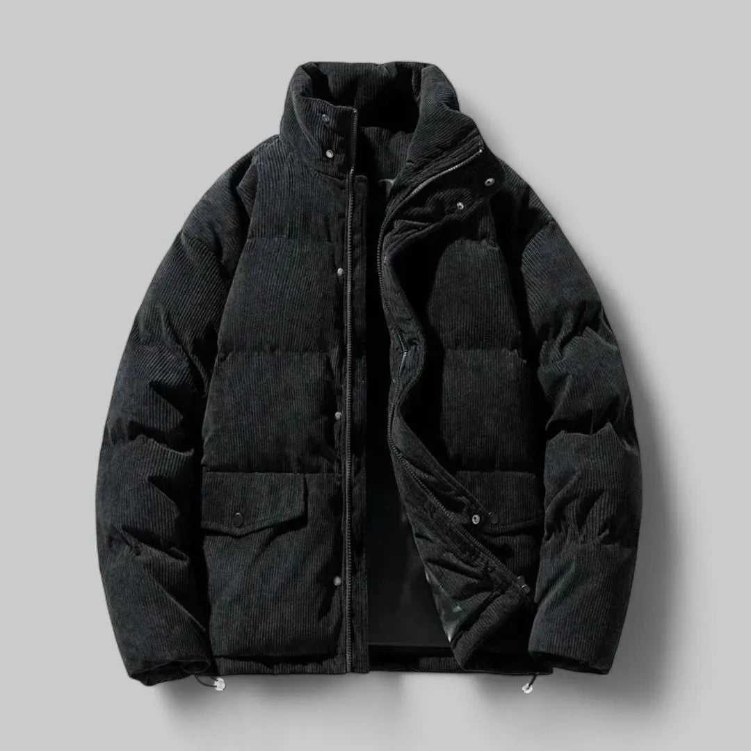 Quilted Corduroy Winter Puffer Coat - EasyApparels