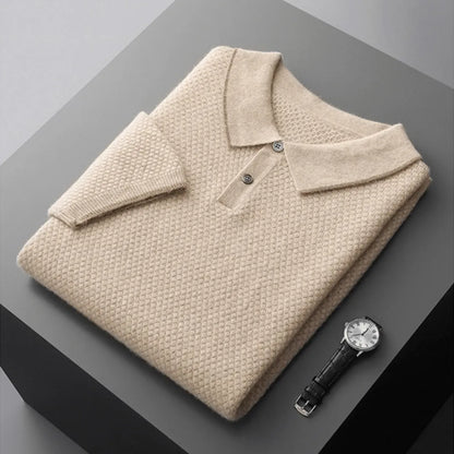 Soft Cable Knit Cashmere Polo Shirt
