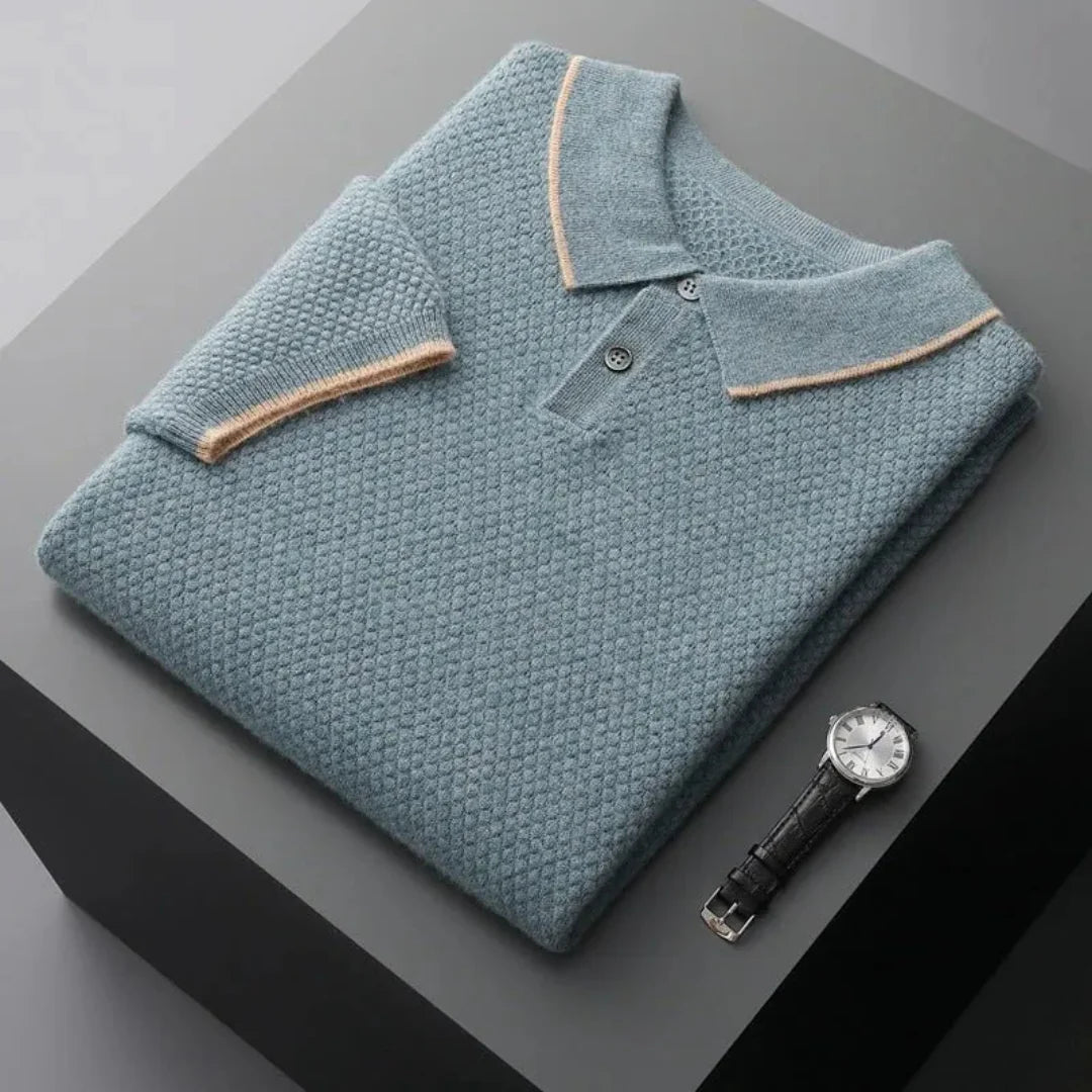 Soft Cable Knit Cashmere Polo Shirt