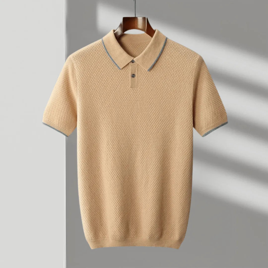 Soft Cable Knit Cashmere Polo Shirt - EasyApparels