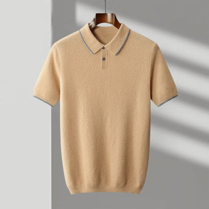 Soft Cable Knit Cashmere Polo Shirt - EasyApparels