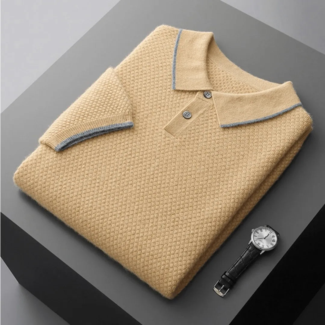 Soft Cable Knit Cashmere Polo Shirt