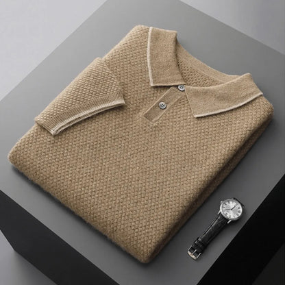 Soft Cable Knit Cashmere Polo Shirt