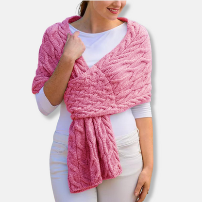 Cozy Women's Wool Cable Knit Scarf